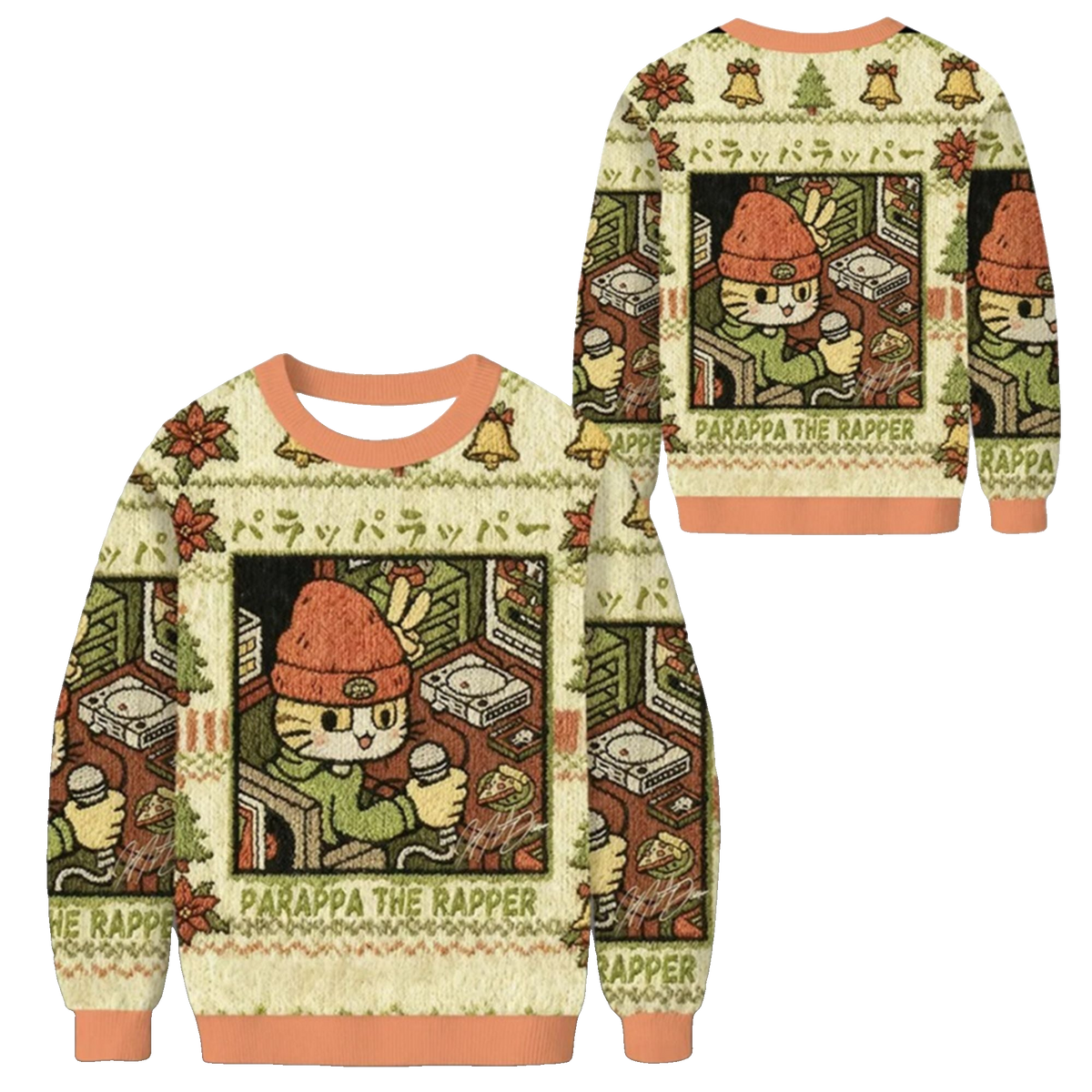 2026 Christmas Cat Parappa The Rapper Ugly Sweater - Moonbestprint
