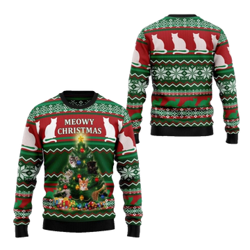 2026 Christmas Cat Meowy Christmas Ugly Christmas Sweater - Moonbestprint