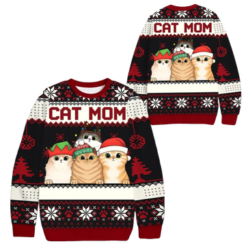 2026 Christmas Cat Mom Cat Dad Ugly Sweater - Moonbestprint