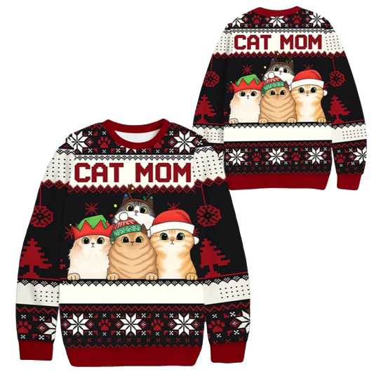 2026 Christmas Cat Mom Cat Dad Ugly Sweater - Moonbestprint