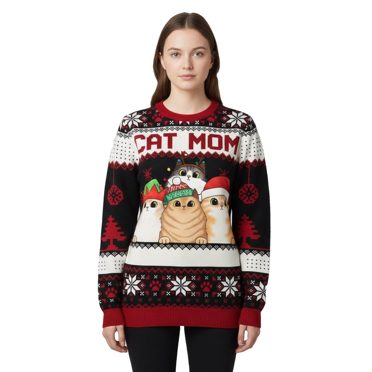 2026 Christmas Cat Mom Cat Dad Ugly Sweater - Moonbestprint