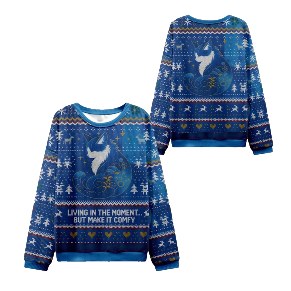 2026 Christmas Cat Living The Present Ugly Sweater - Moonbestprint