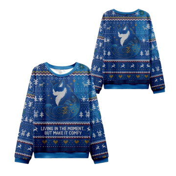 2026 Christmas Cat Living The Present Ugly Sweater - Moonbestprint
