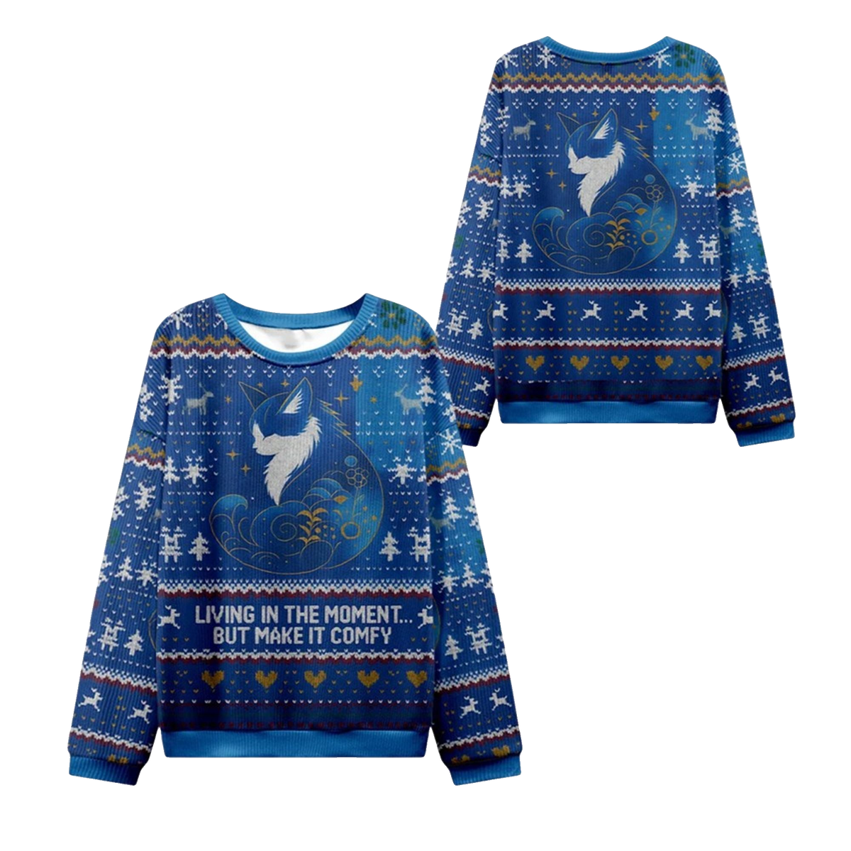 2026 Christmas Cat Living The Present Ugly Sweater - Moonbestprint
