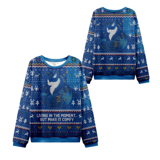 2026 Christmas Cat Living The Present Ugly Sweater - Moonbestprint