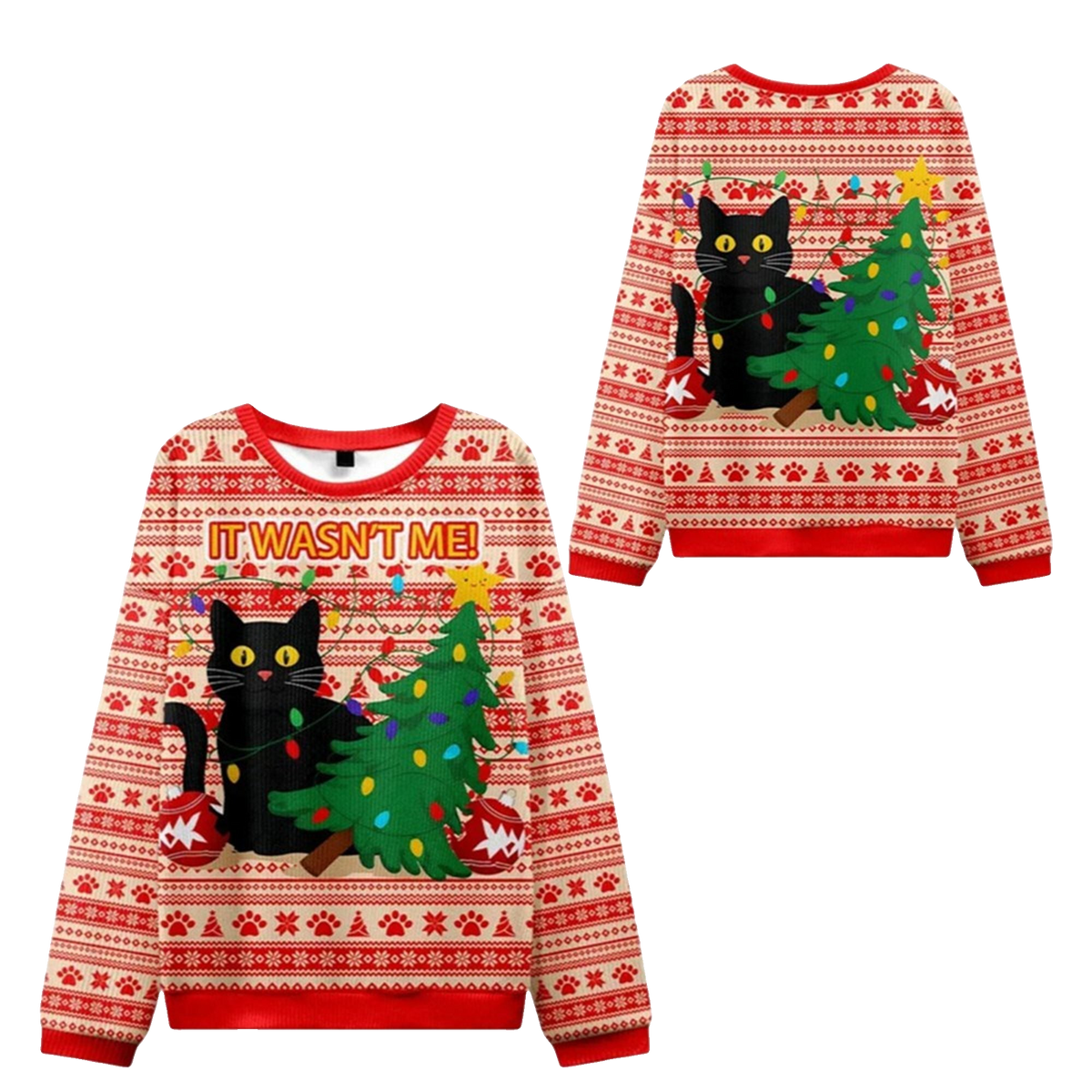 2026 Christmas Cat It Wasn't Me Ugly Sweater - Moonbestprint