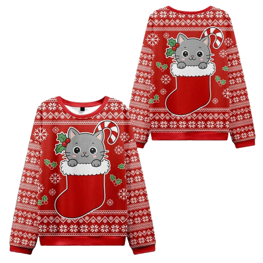 2026 Christmas Cat In The Sock Ugly Sweater - Moonbestprint