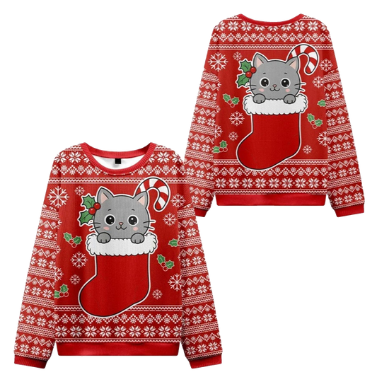 2026 Christmas Cat In The Sock Ugly Sweater - Moonbestprint