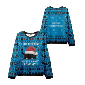 2026 Christmas Cat I May Be Wrong Ugly Sweater - Moonbestprint