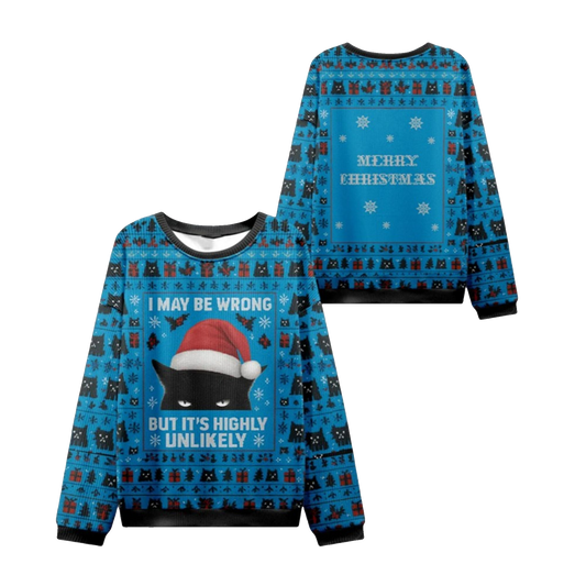 2026 Christmas Cat I May Be Wrong Ugly Sweater - Moonbestprint