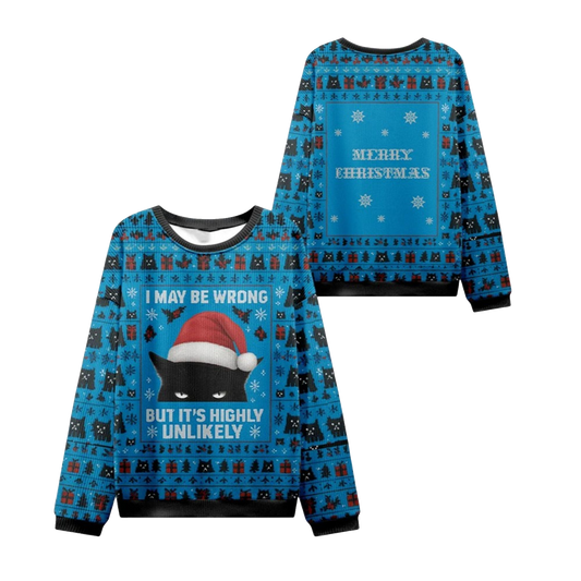 2026 Christmas Cat I May Be Wrong Ugly Sweater - Moonbestprint