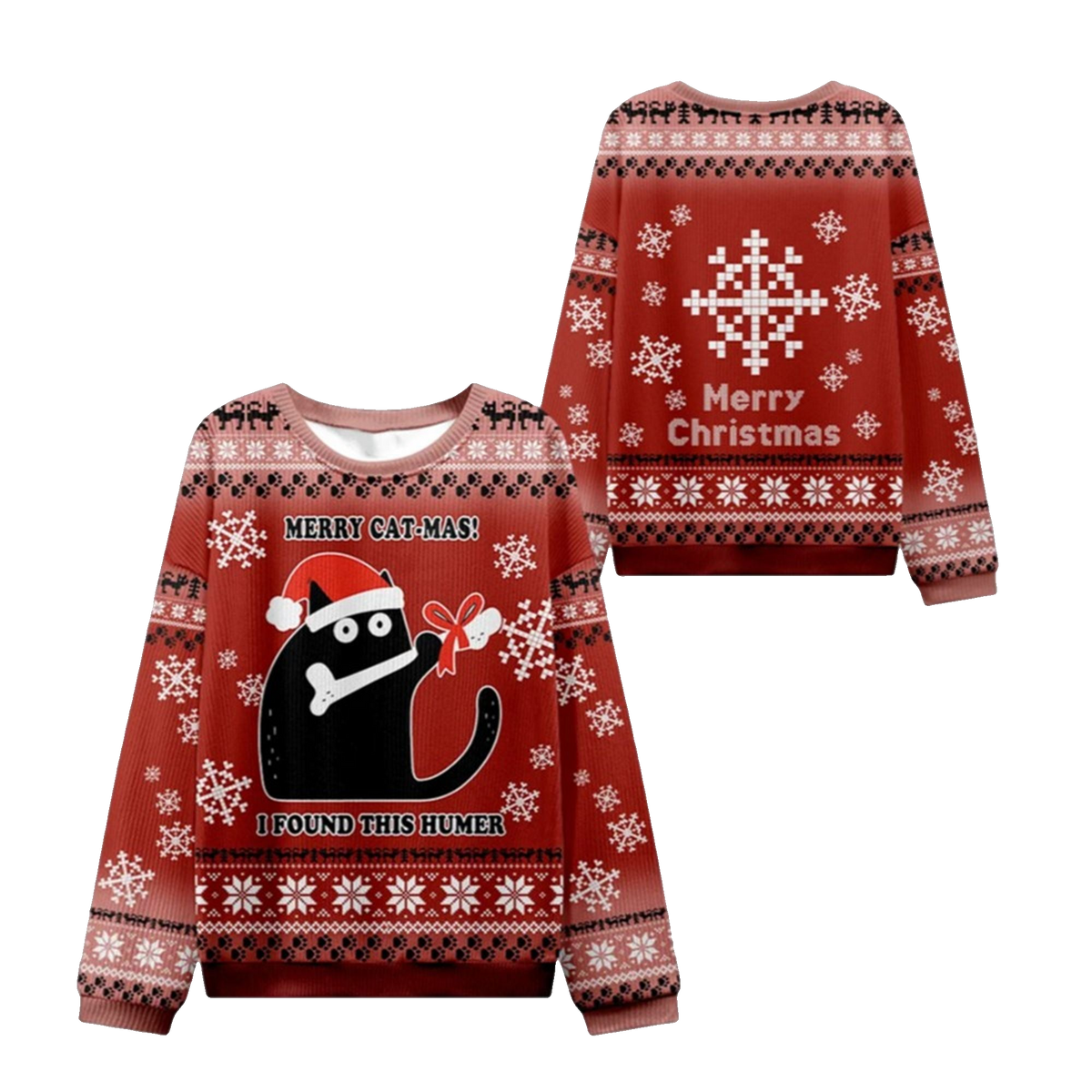 2026 Christmas Cat Found A Bone Gift Ugly Sweater - Moonbestprint