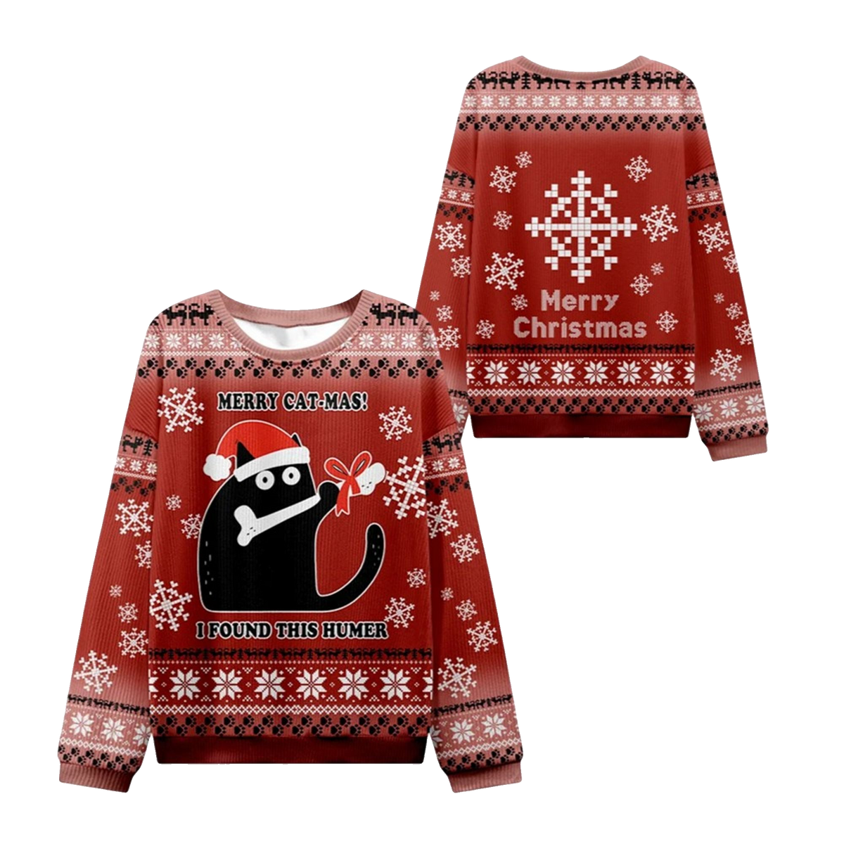 2026 Christmas Cat Found A Bone Gift Ugly Sweater - Moonbestprint