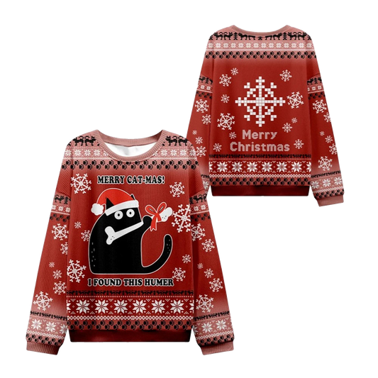 2026 Christmas Cat Found A Bone Gift Ugly Sweater - Moonbestprint