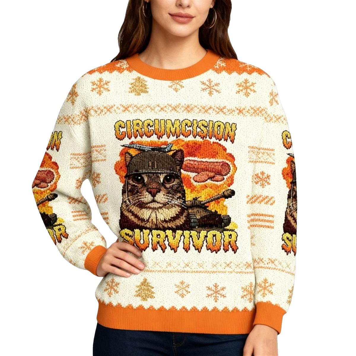 2026 Christmas Cat Circumcision Survivor Ugly Sweater - Moonbestprint