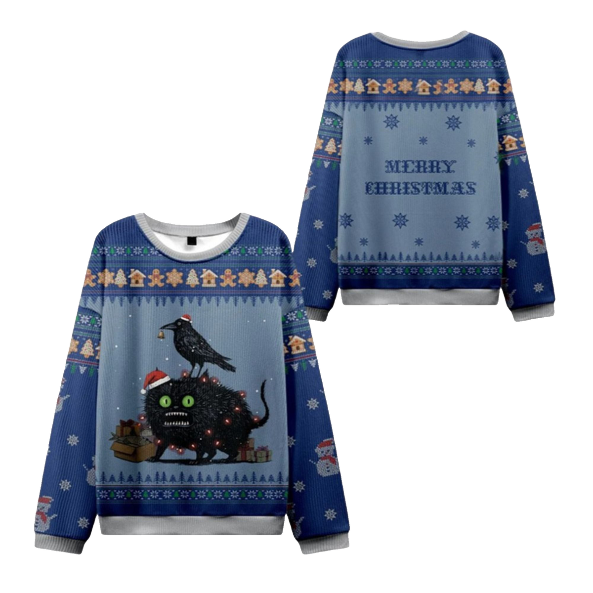 2026 Christmas Cat Crow Unite Ugly Sweater - Moonbestprint