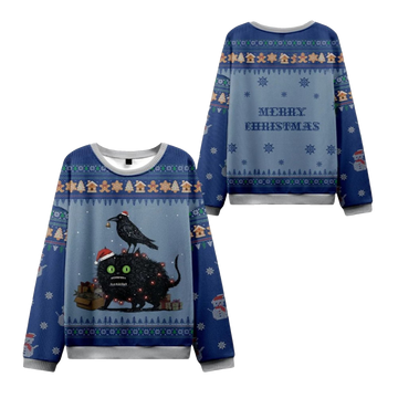 2026 Christmas Cat Crow Unite Ugly Sweater - Moonbestprint
