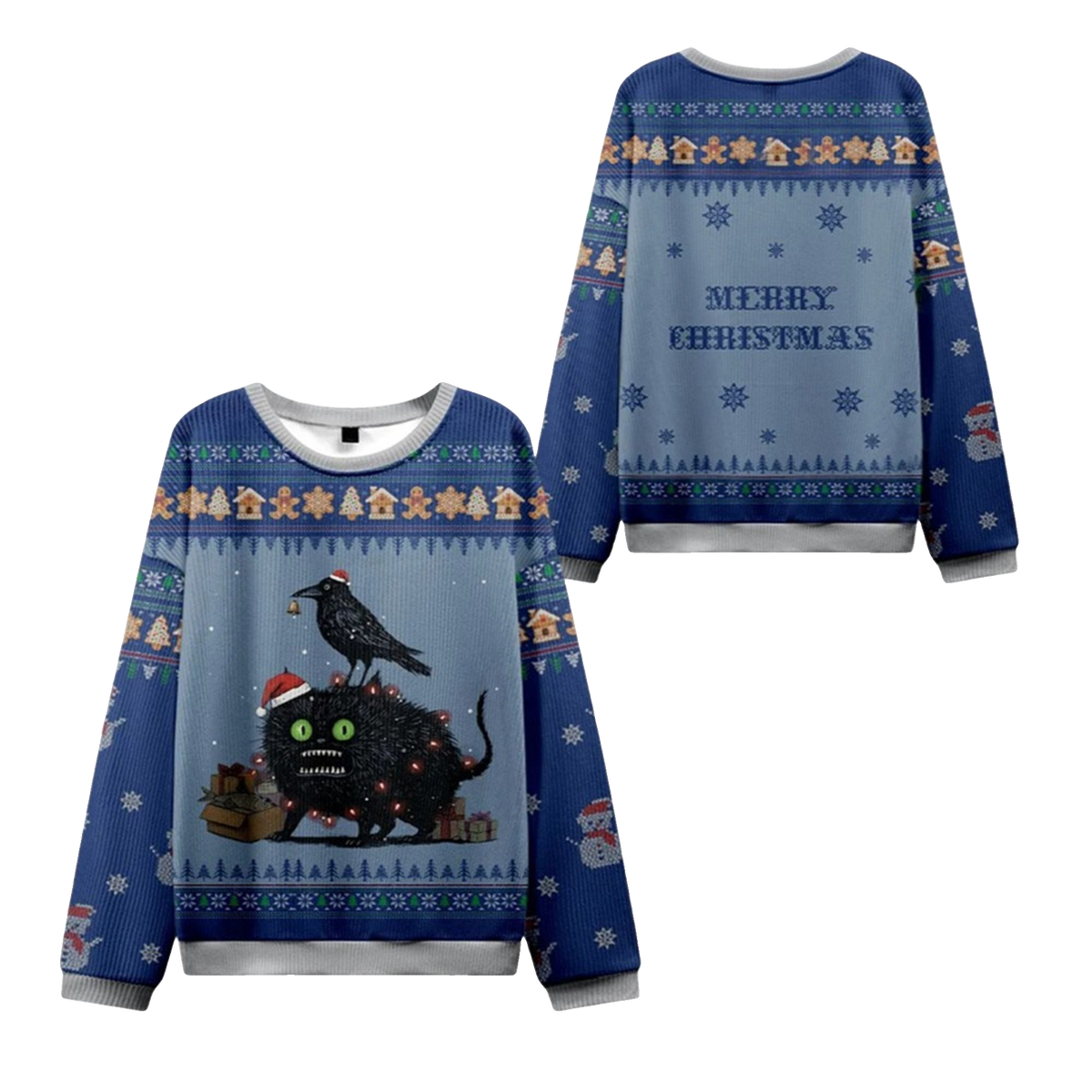 2026 Christmas Cat Crow Unite Ugly Sweater - Moonbestprint