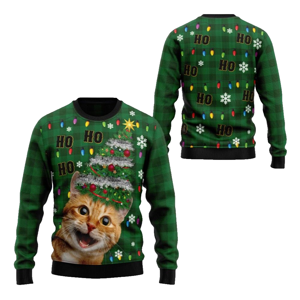 2026 Christmas Cat Christmas Tree Ugly Christmas Sweater - Moonbestprint