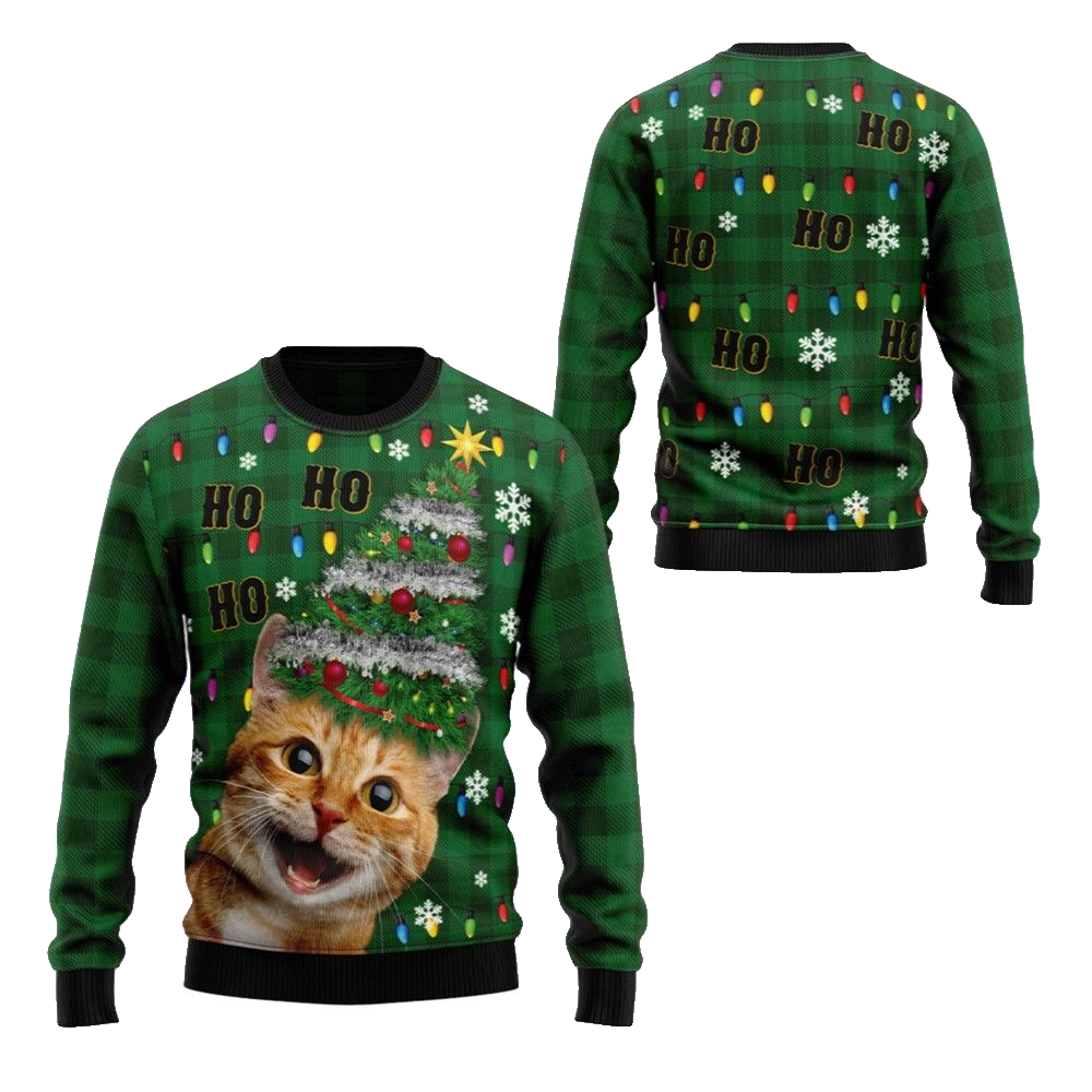 2026 Christmas Cat Christmas Tree Ugly Christmas Sweater - Moonbestprint