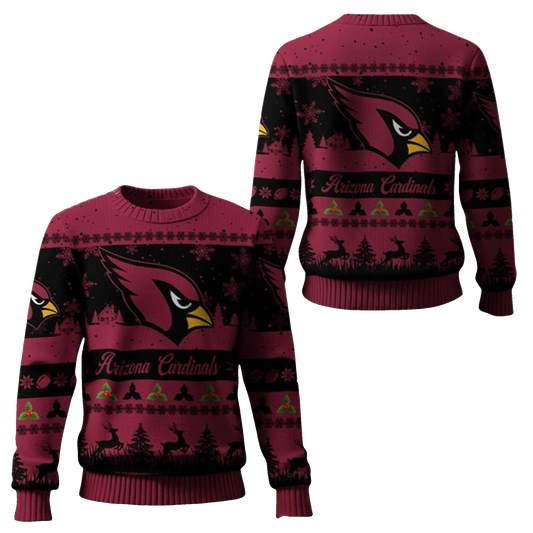 2025 Christmas Cardinals Festive Reindeer Tree Ugly Sweater – Moonbestprint