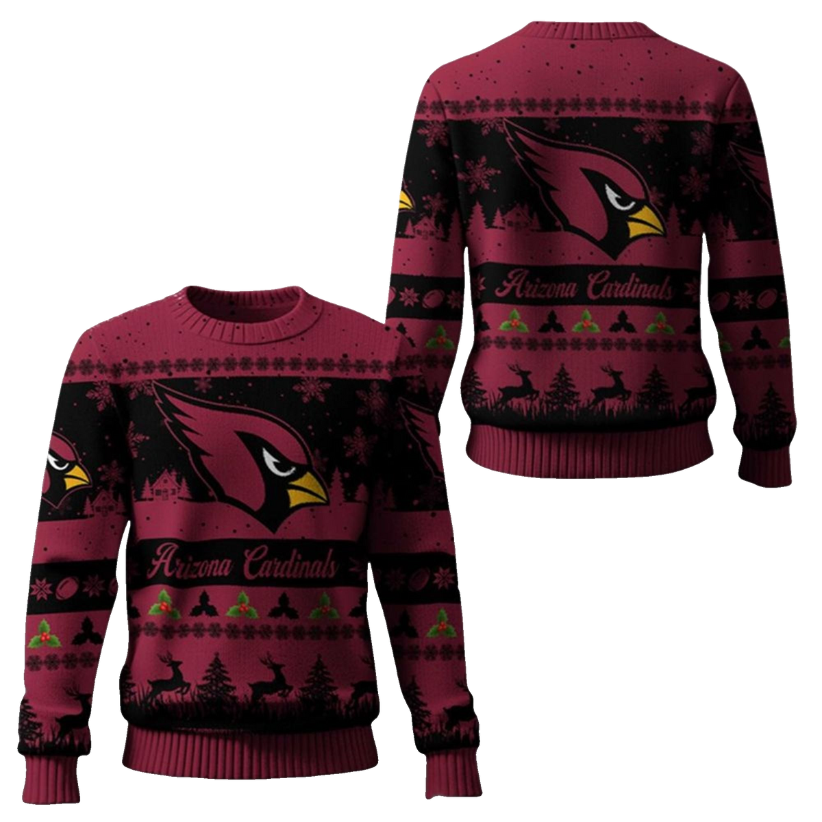 2026 Christmas Cardinals Festive Reindeer Tree Ugly Sweater - Moonbestprint