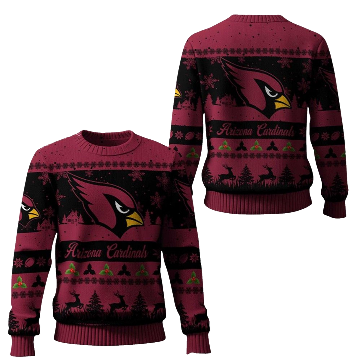 2026 Christmas Cardinals Festive Reindeer Tree Ugly Sweater - Moonbestprint