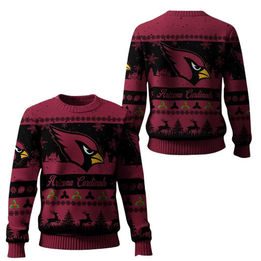 2026 Christmas Cardinals Festive Reindeer Tree Ugly Sweater - Moonbestprint