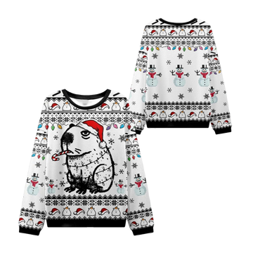 2026 Christmas Capybara Smoking Ugly Sweater - Moonbestprint