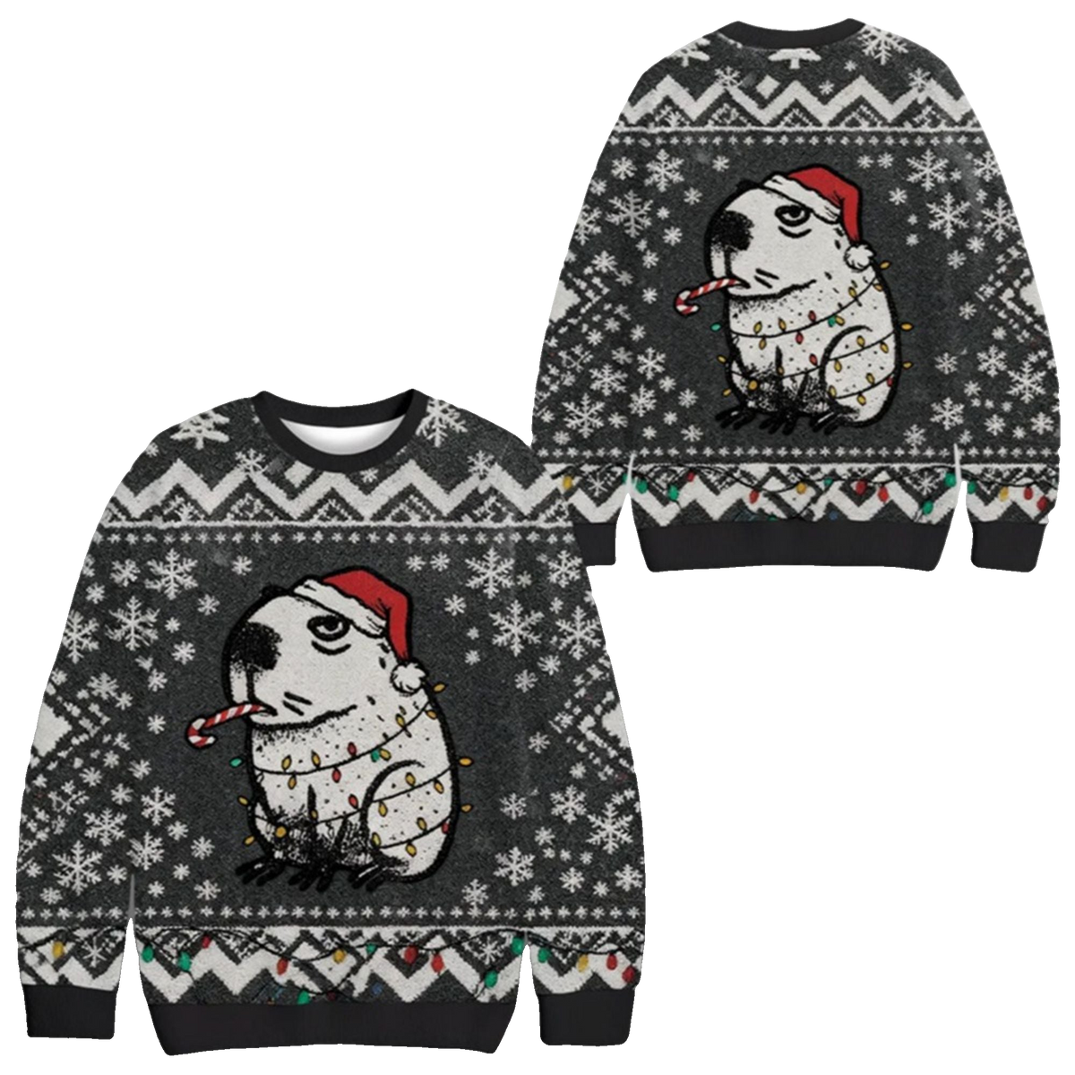 2026 Christmas Capybara Smoking Funny Ugly Sweater - Moonbestprint