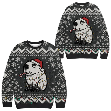 2026 Christmas Capybara Smoking Funny Ugly Sweater - Moonbestprint