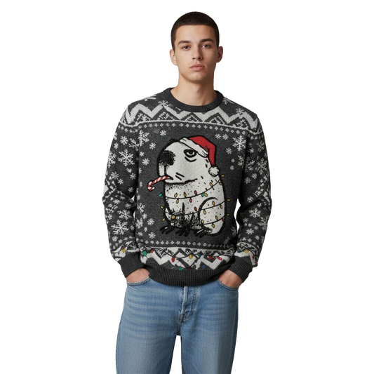 2026 Christmas Capybara Smoking Funny Ugly Sweater - Moonbestprint