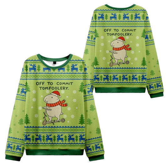 2026 Christmas Capybara Is Ready To Do Something Bad Ugly Sweater - Moonbestprint