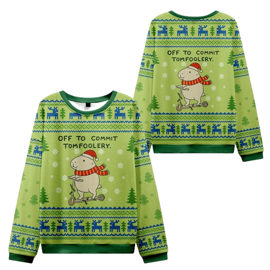 2026 Christmas Capybara Is Ready To Do Something Bad Ugly Sweater - Moonbestprint