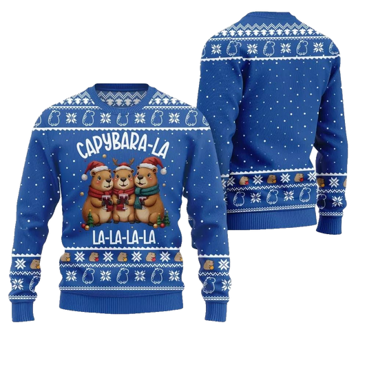2026 Christmas Capybara La La La Ugly Christmas Sweater - Moonbestprint