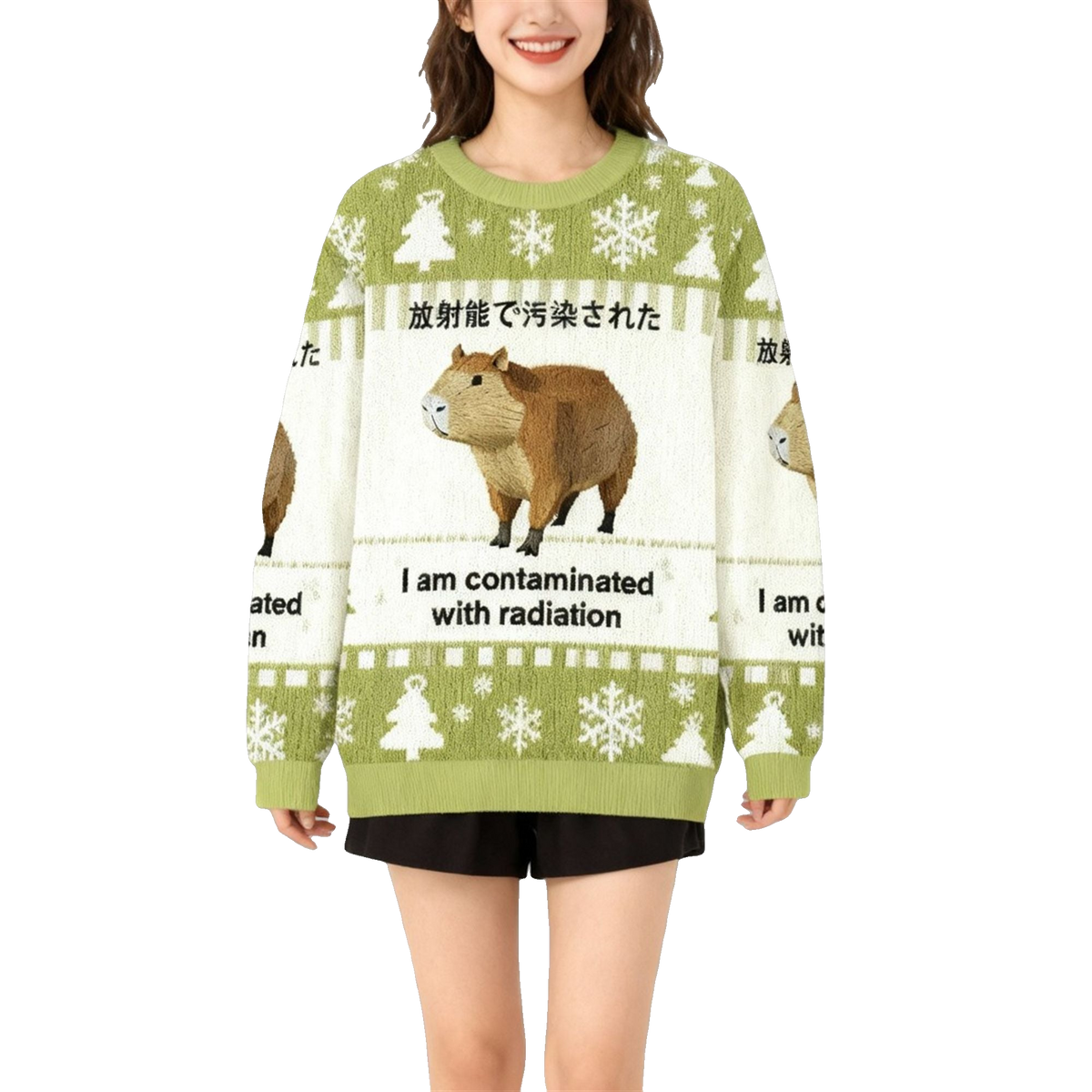 2026 Christmas Capybara Contaminated With Radiation Ugly Sweater - Moonbestprint