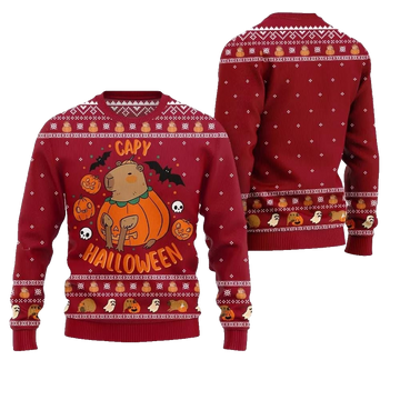2026 Christmas Capybara Halloween Ugly Christmas Sweater - Moonbestprint