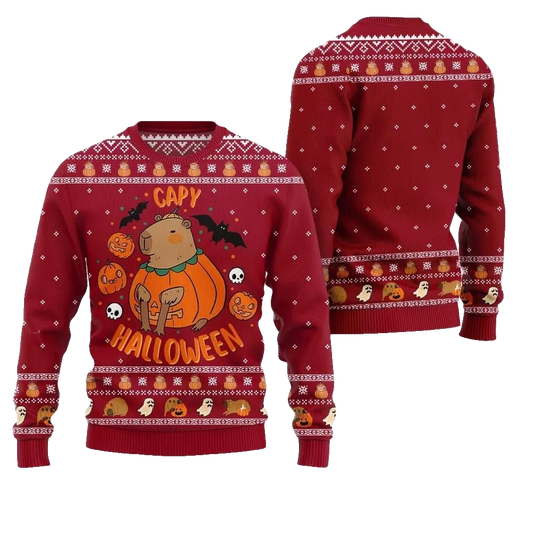 2026 Christmas Capybara Halloween Ugly Christmas Sweater - Moonbestprint