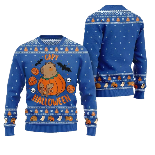 2026 Christmas Capybara Halloween Ugly Christmas Sweater - Moonbestprint