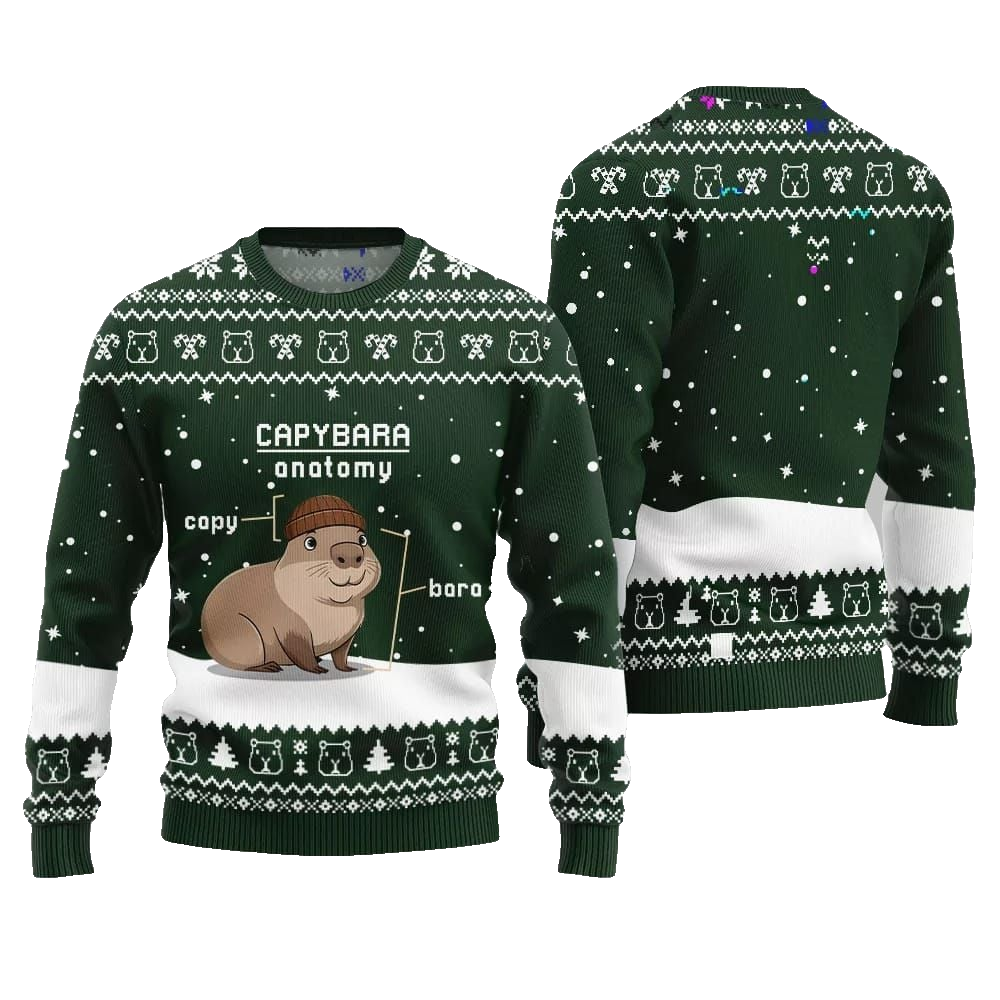 2026 Christmas Capybara Anatomy Ugly Christmas Sweater - Moonbestprint