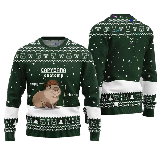 2026 Christmas Capybara Anatomy Ugly Christmas Sweater - Moonbestprint