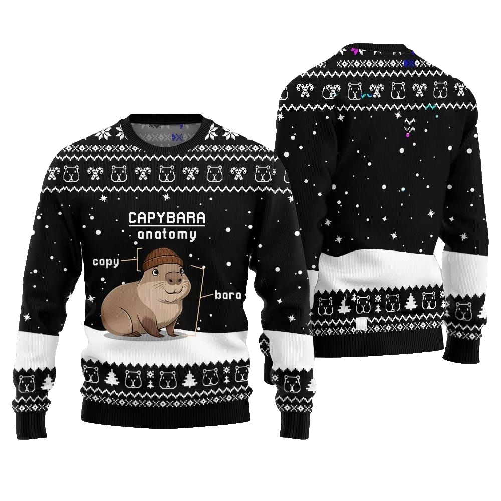 2026 Christmas Capybara Anatomy Ugly Christmas Sweater - Moonbestprint