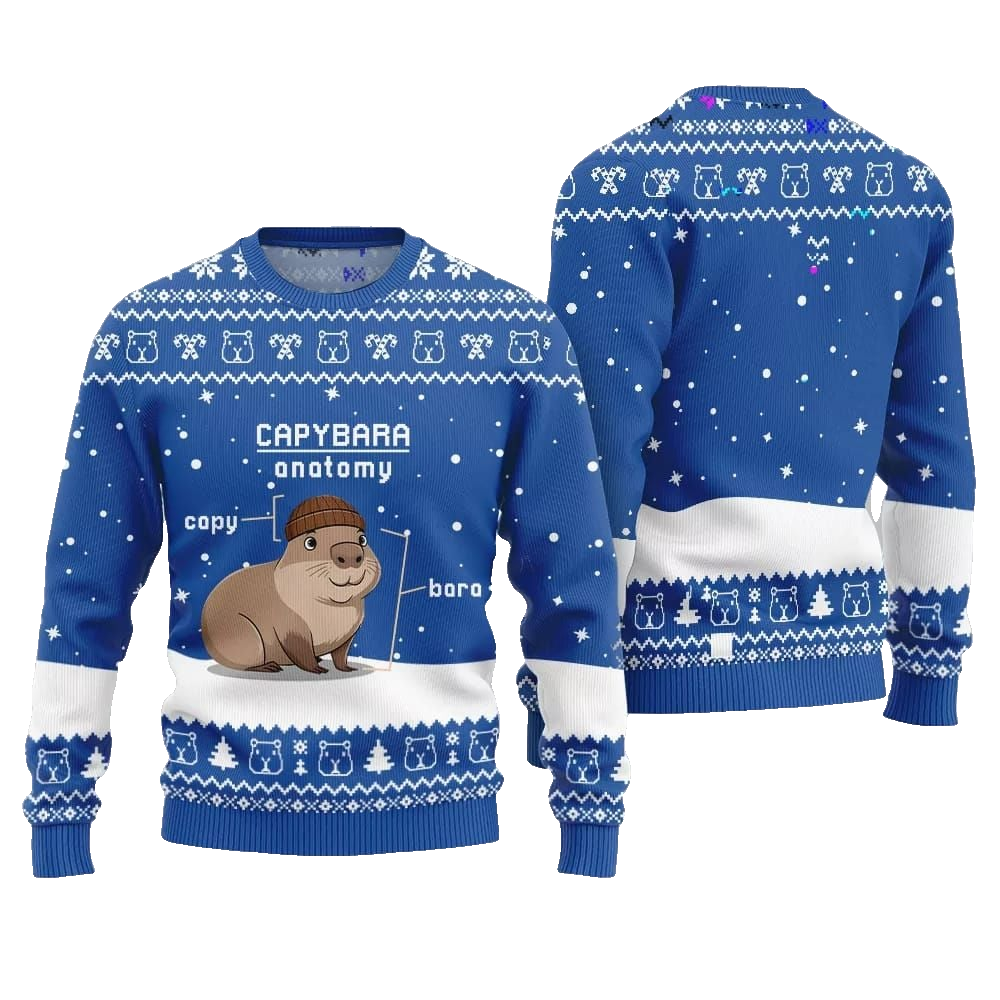 2026 Christmas Capybara Anatomy Ugly Christmas Sweater - Moonbestprint