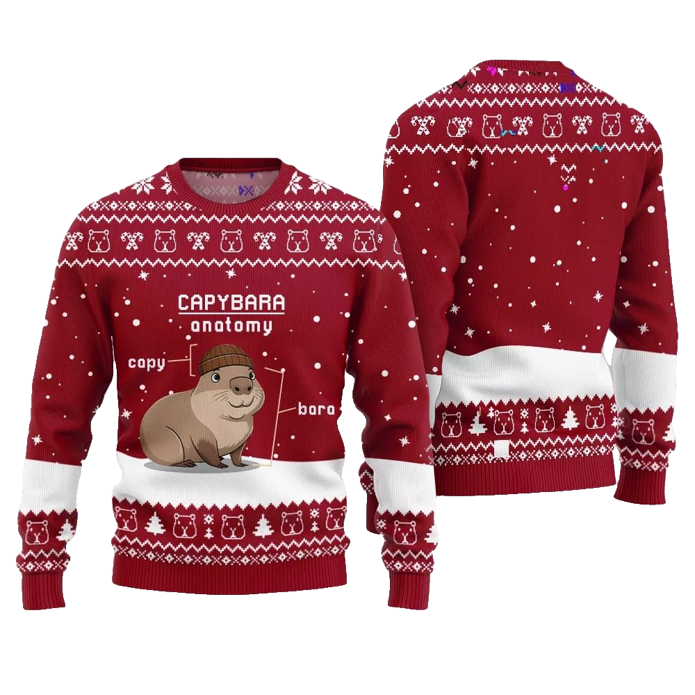 2026 Christmas Capybara Anatomy Ugly Christmas Sweater - Moonbestprint
