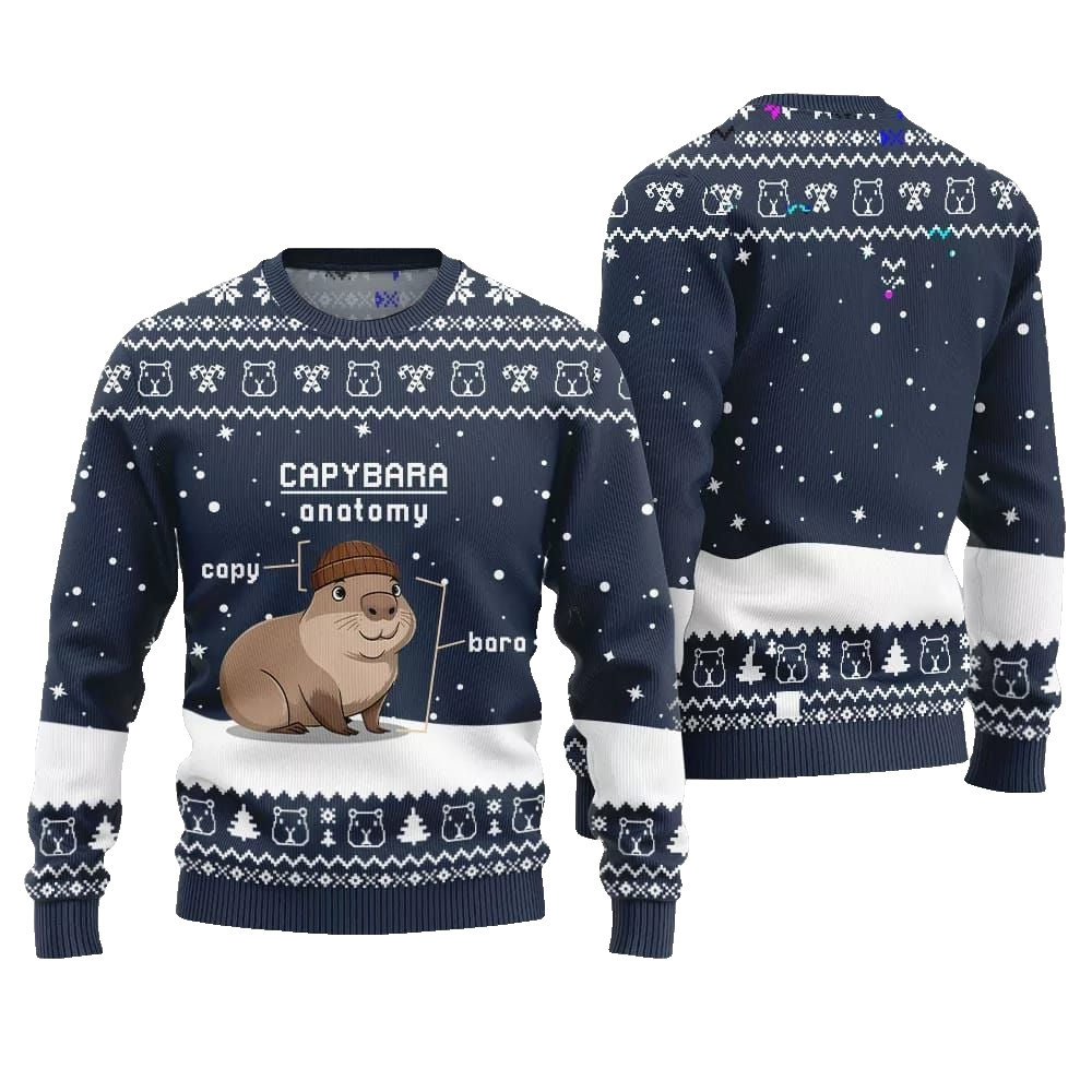 2026 Christmas Capybara Anatomy Ugly Christmas Sweater - Moonbestprint