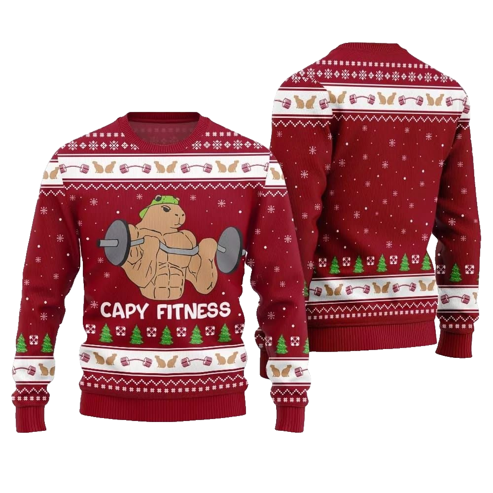 2026 Christmas Capy Fitness Ugly Christmas Sweater - Moonbestprint