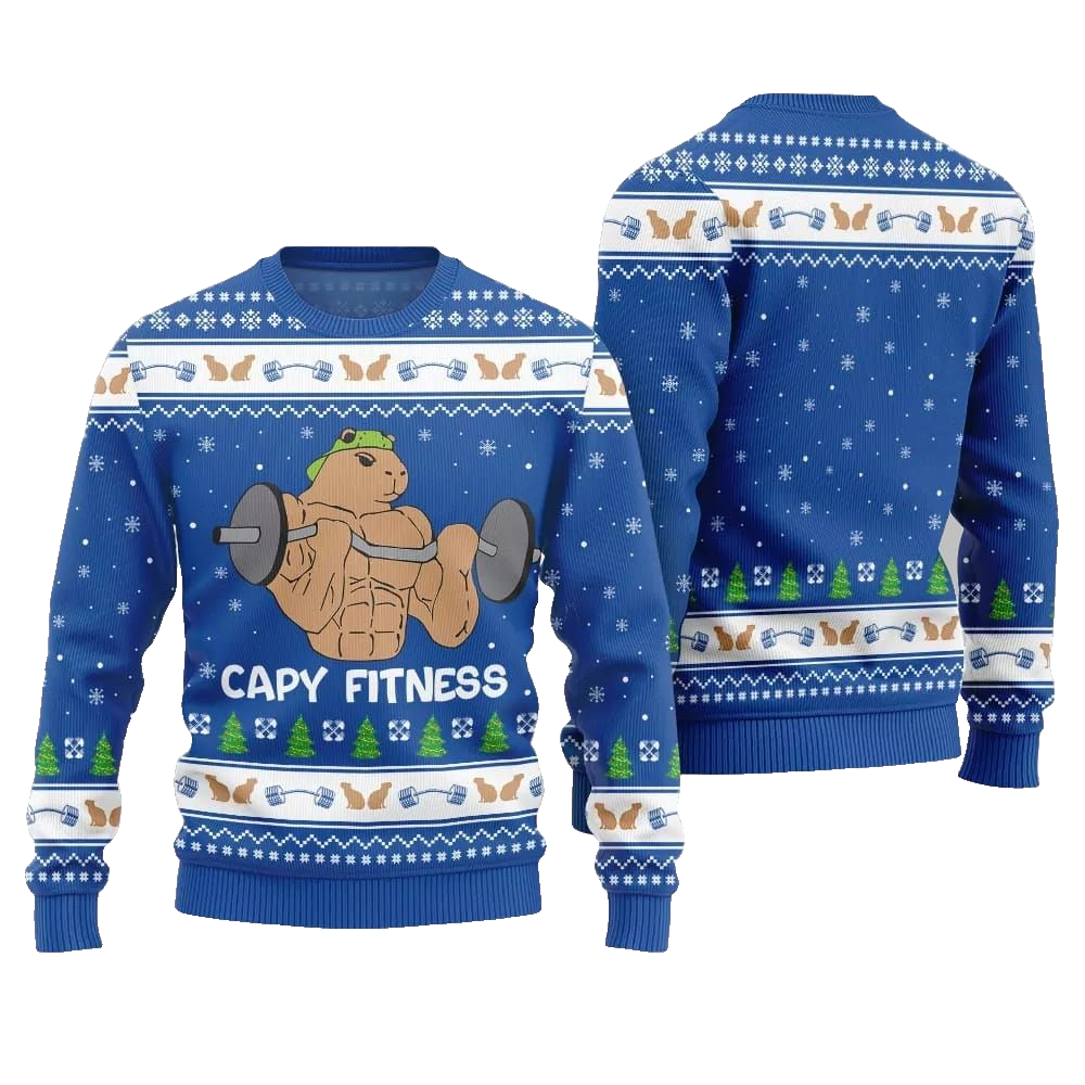 2026 Christmas Capy Fitness Ugly Christmas Sweater - Moonbestprint