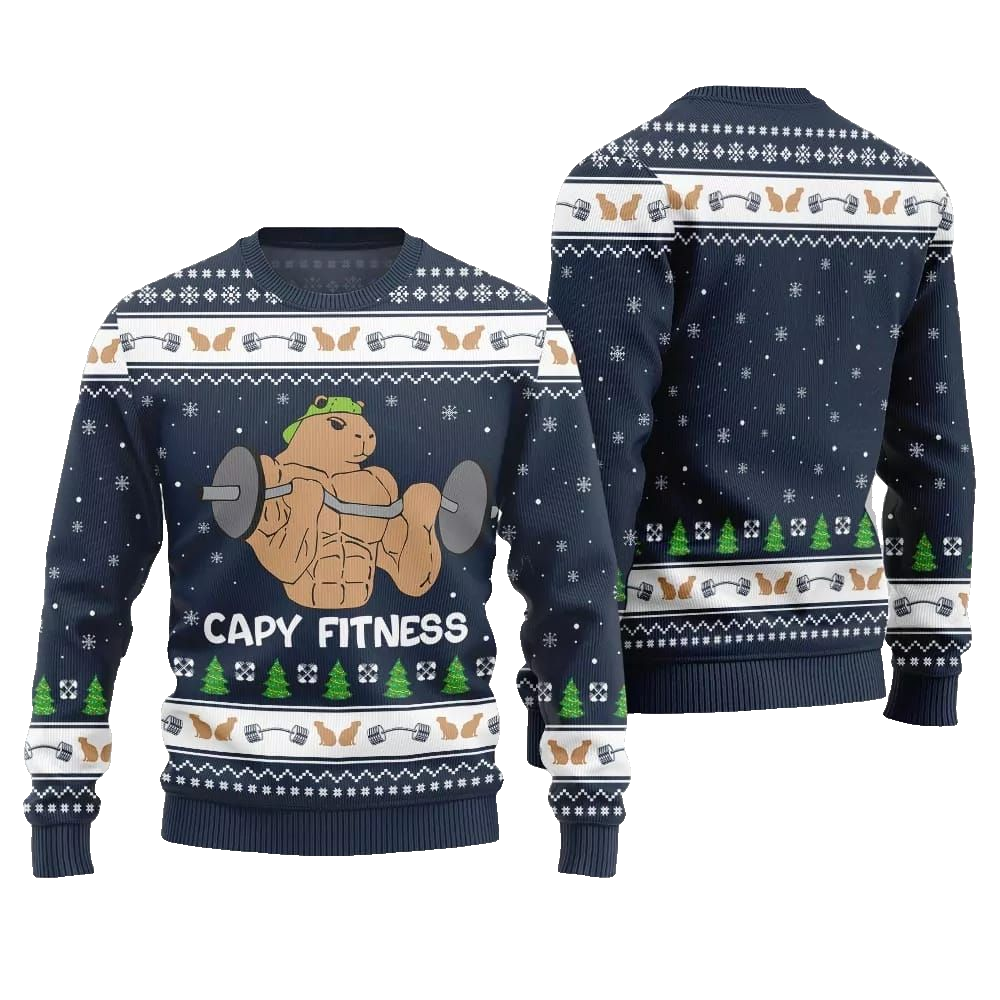 2026 Christmas Capy Fitness Ugly Christmas Sweater - Moonbestprint