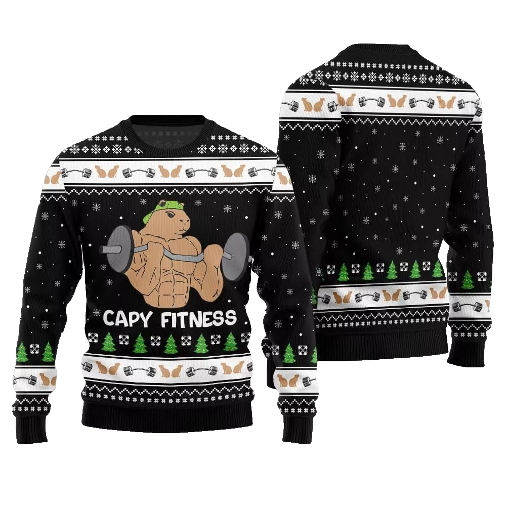 2026 Christmas Capy Fitness Ugly Christmas Sweater - Moonbestprint