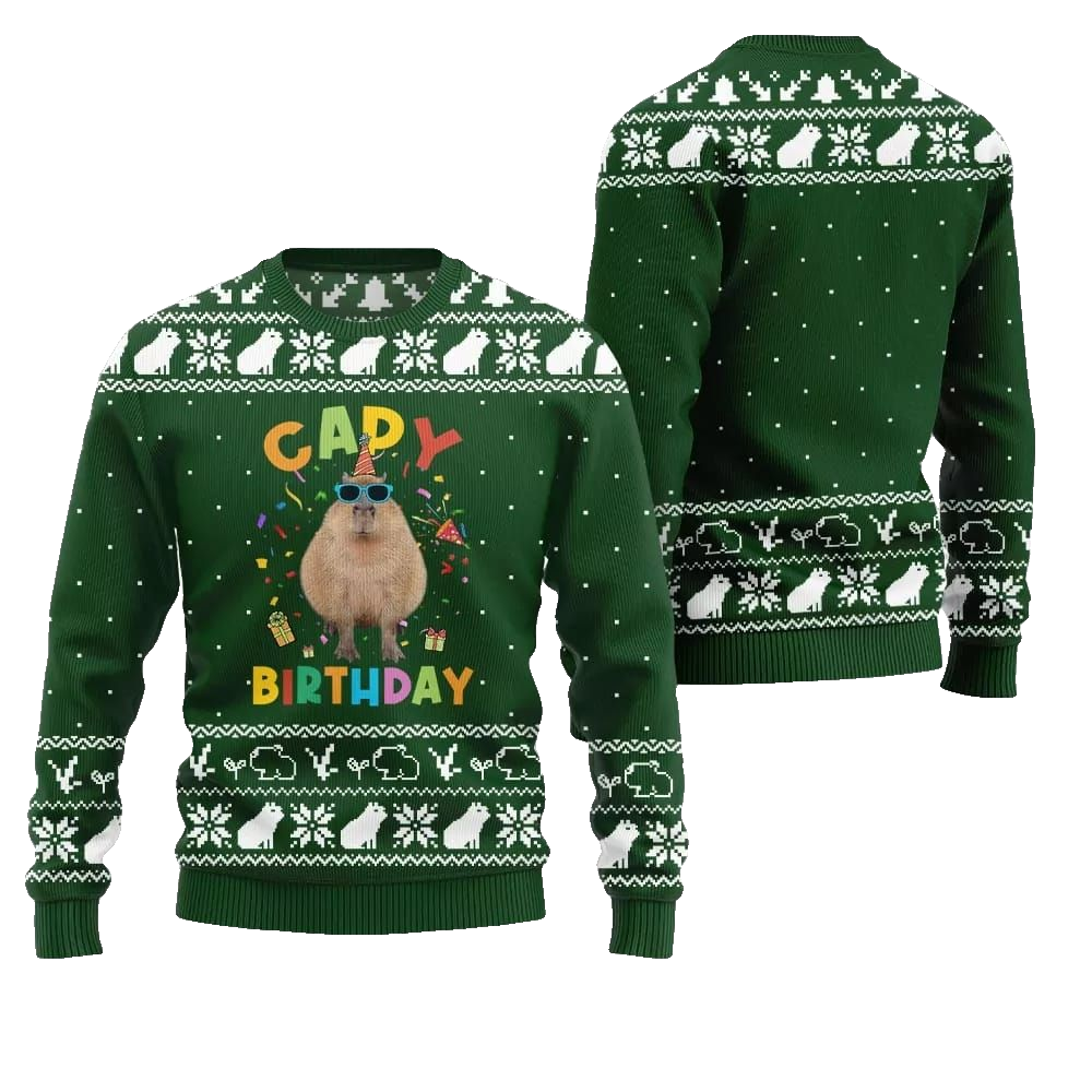 2026 Christmas Capy Birthday Ugly Christmas Sweater - Moonbestprint